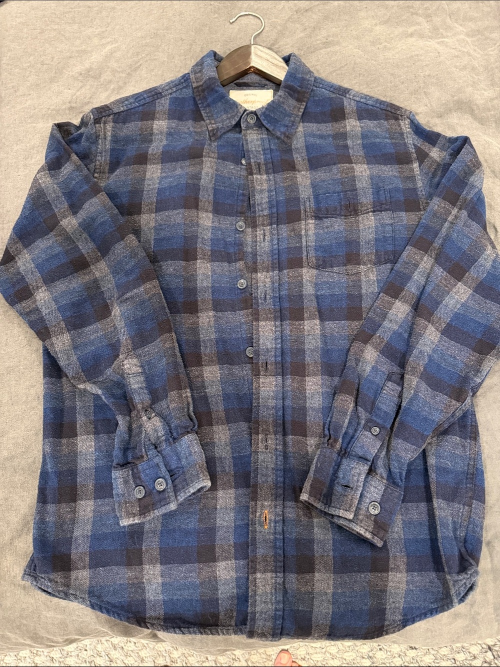 Weatherproof Blue and Gray Plaid Button-Down Shirt